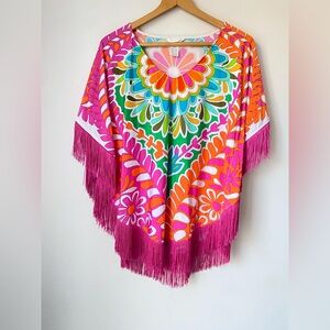 Trina Turk Top Women’s Small Swim Cover Up Floral Fringe